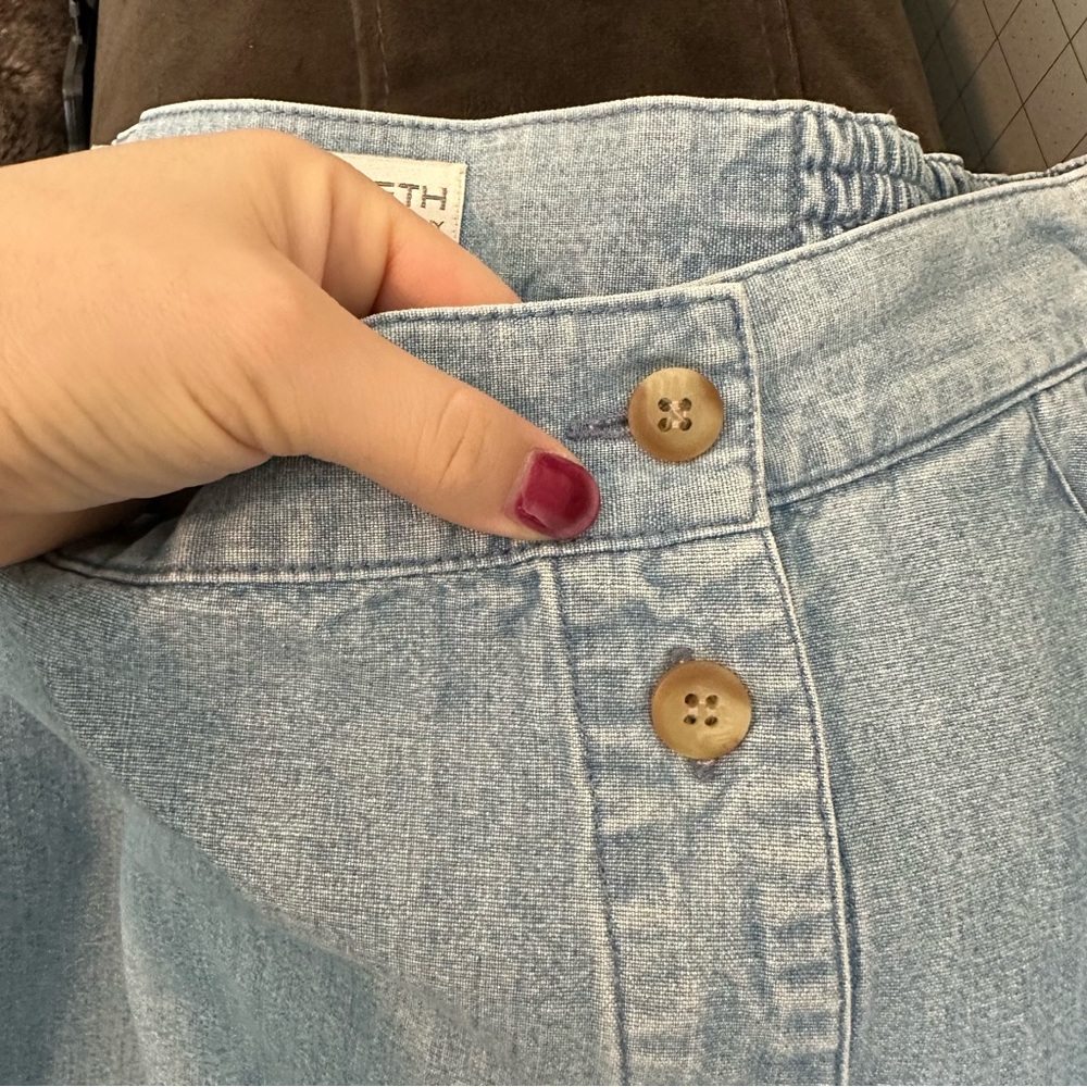 Light Blue Denim Button-Front Women's Skirt - Picture 9 of 10